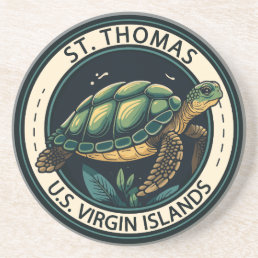 St Thomas U.S. Virgin Islands Turtle Badge Coaster