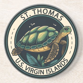 St Thomas U.s. Virgin Islands Turtle Badge Coaster by Kris_and_Friends at Zazzle