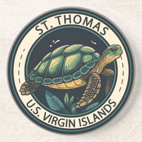 St Thomas US Virgin Islands Turtle Badge Coaster