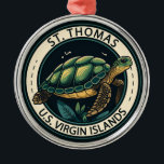 St Thomas U.S. Virgin Islands Turtle Badge Metal Ornament<br><div class="desc">St Thomas vector art design. It's known for its beaches and snorkeling spots.</div>