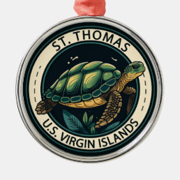 St Thomas U.S. Virgin Islands Turtle Badge Metal Ornament