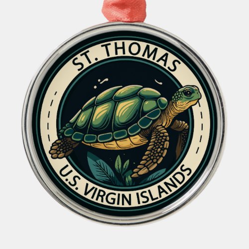 St Thomas US Virgin Islands Turtle Badge Metal Ornament