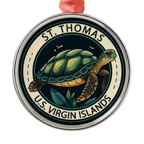 St Thomas U.S. Virgin Islands Turtle Badge Metal Ornament