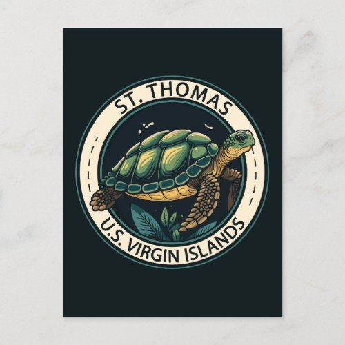 St Thomas US Virgin Islands Turtle Badge Postcard