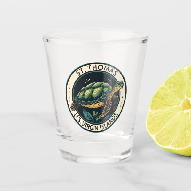 St Thomas U.S. Virgin Islands Turtle Badge Shot Glass (Front)