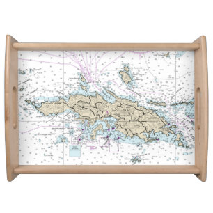 St. Thomas USVI Nautical Chart Serving Tray