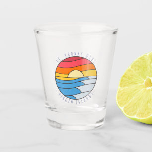 St. Thomas USVI Vintage Beach Sunset Shot Glass
