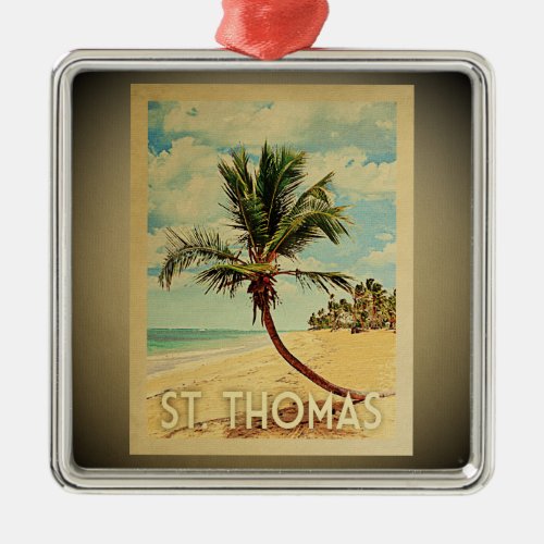 St Thomas Vintage Travel Ornament Palm Tree Saint