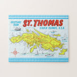 St. Thomas Virgin Islands Detailed Map Jigsaw Puzzle<br><div class="desc">A vintage postcard map of the island of St. Thomas repurposed on an 11x14 jigsaw puzzle.  This map is so detailed and well illustrated.</div>