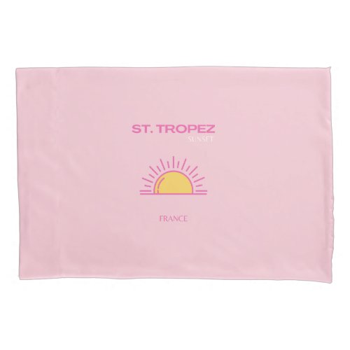 St Tropez France Sunset Travel Art Pink Pillow Case