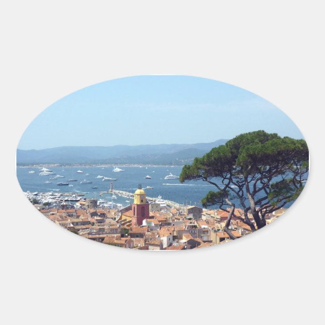 st tropez view oval sticker (Front)
