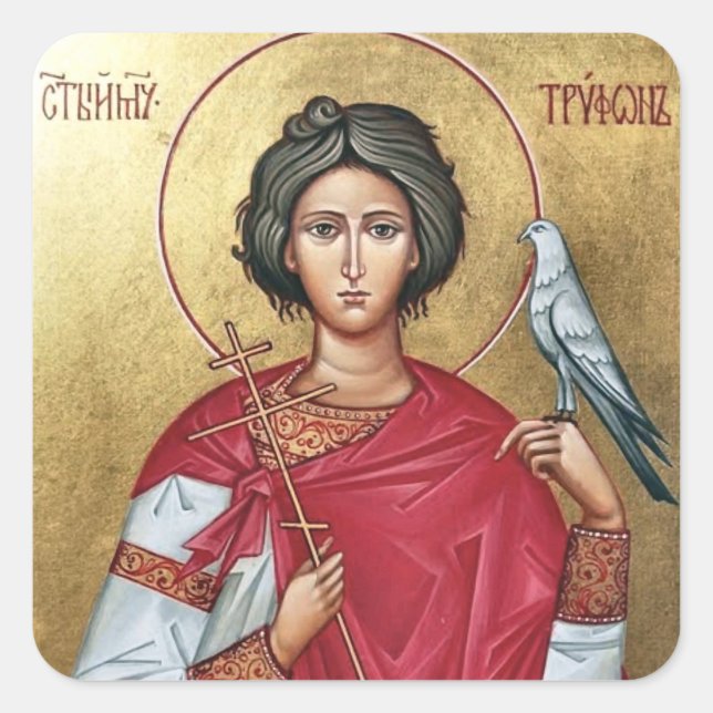 St. Tryphon of Campsada Orthodox Icon Square Sticker (Front)