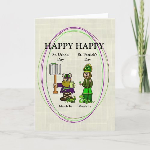 St Urho and St Patrick Together Card