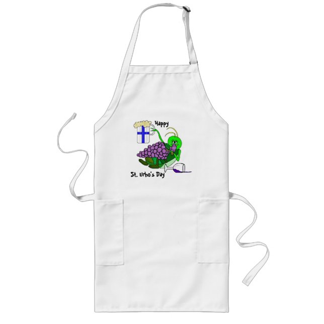 St. Urho Apron with Drunk Grasshopper (Front)