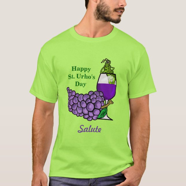 St. Urho Bottoms Up! + Salute Two-sided T-shirt (Front)