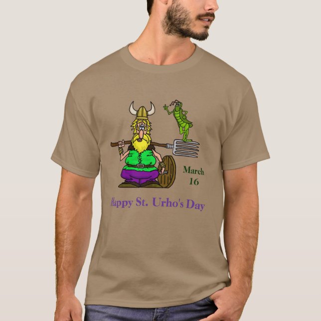 St. Urho T-shirt with Peace Grasshopper (Front)