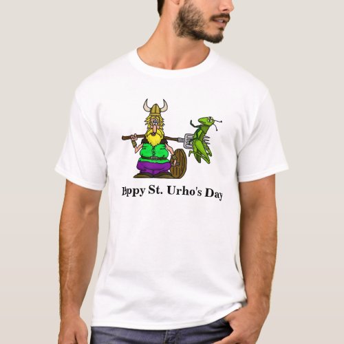 St Urho T_shirt with Stabbed Grasshopper
