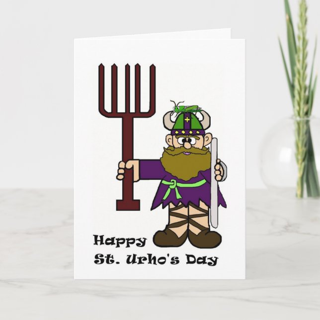 St. Urho with Grasshopper on His Hat  Card (Front)