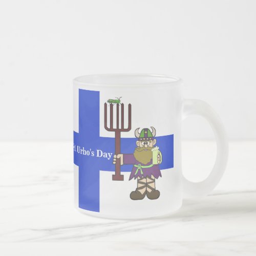 St Urho with Grasshoppers Finnish Flag Beer Mug