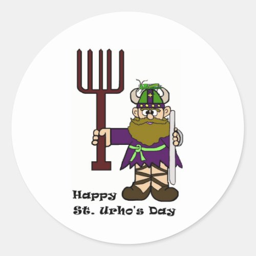 St Urho with one grasshopper on Hat  Stickers