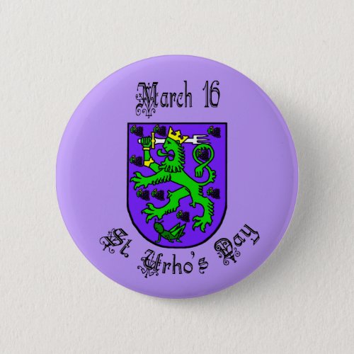 St Urhos Day Coat of Arms Purple Button