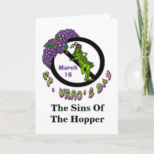 St. Urho's Day Grasshopper Ban Greeting Card