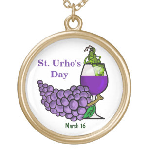 St. Urho's Day Grasshopper in Wine Glass Necklace