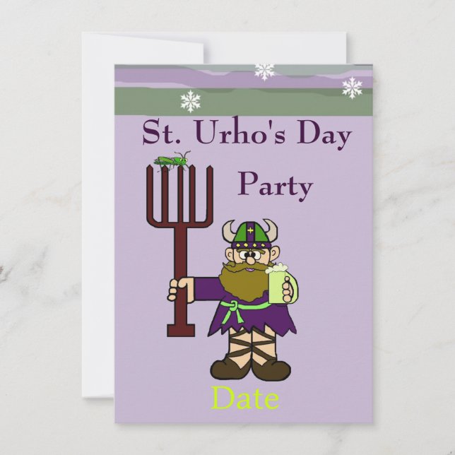 St. Urho's Day Party Invitation  with St. Urho (Front)