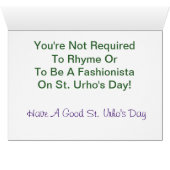 St. Urho's Day Purple and Green Card Customize It (Inside Horizontal (Bottom))