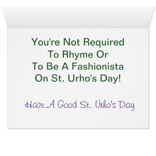 St. Urho's Day Purple and Green Card Customize It (Inside Horizontal (Bottom))