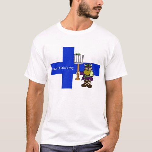 St Urhos Day T_Shirt with Finnish Flag