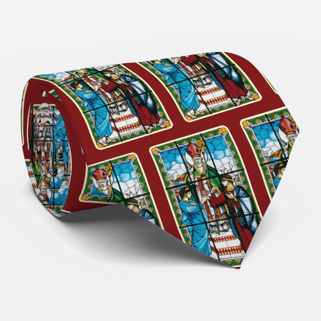 St. Valentine Day Stained-Glass Church Window Neck Tie (Rolled)