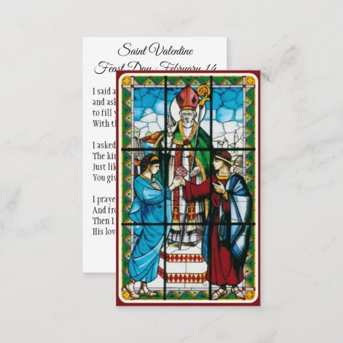 St Valentine Prayer Poem Religious _ Holy Card