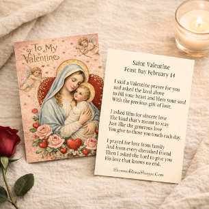 St. Valentine Prayer Poem Religious - Holy Card
