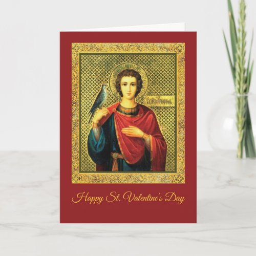 St Valentine with Bird Holiday Card