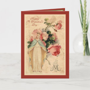 St. Valentines Day Blessed Virgin Floral Holiday  Card