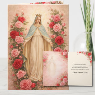 St. Valentines Day Blessed Virgin Floral Holiday Card