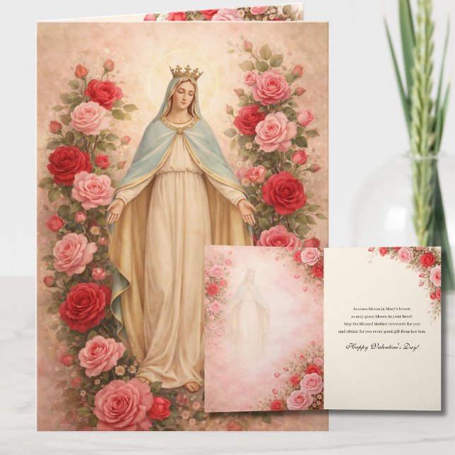 St. Valentines Day Blessed Virgin Floral Holiday Card (Creator Uploaded)