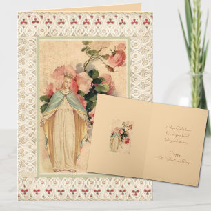 St. Valentines Day Blessed Virgin Floral Holiday Card