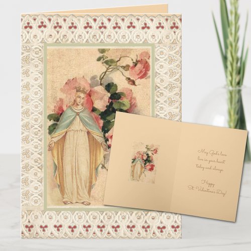 St Valentines Day Blessed Virgin Floral Holiday Card