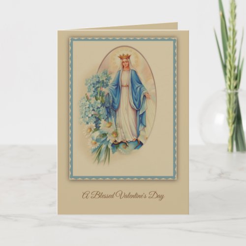St Valentines Day Blessed Virgin Mary Floral Holiday Card