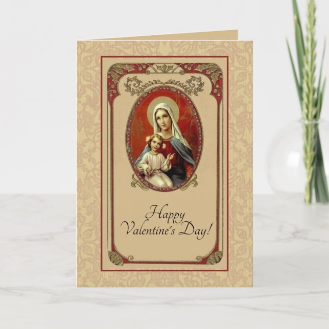 St. Valentine's Day Blessed Virgin Mary & Jesus Card (Front)