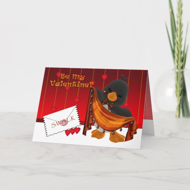 St.Valentine's Day Card, Valentine Penguin Hearts Holiday Card (Front)