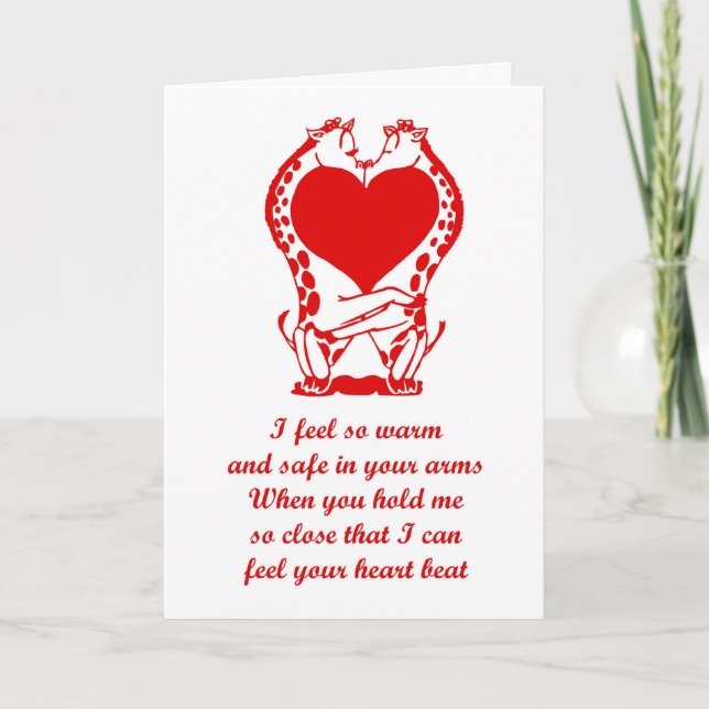 St. Valentine's Day Happy Valentine's Day giraffe Holiday Card (Front)