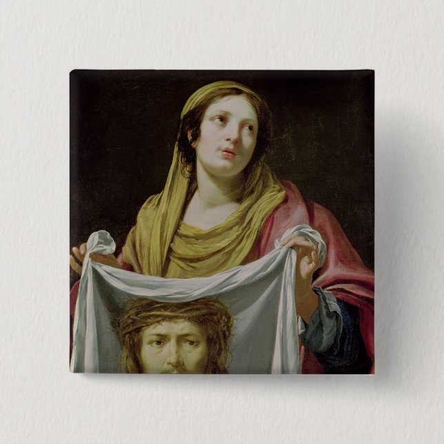 St. Veronica Holding the Holy Shroud Button (Front)