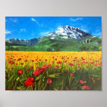 St Victoire With Poppies Poster by Sharksvspenguins at Zazzle