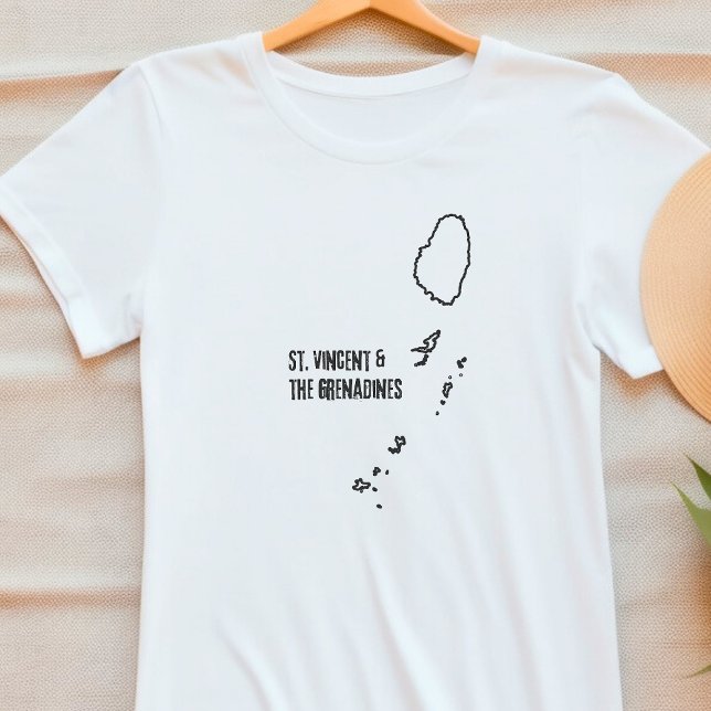 St Vincent and the Grenadines Country Map Outline T-Shirt (Creator Uploaded)