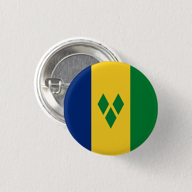St Vincent and the Grenadines Flag Vincy Button (Front & Back)