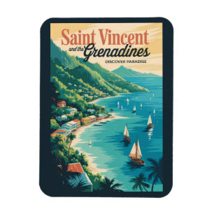 St Vincent and the Grenadines Landscape Retro Magnet