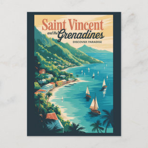 St Vincent and the Grenadines Landscape Retro Postcard